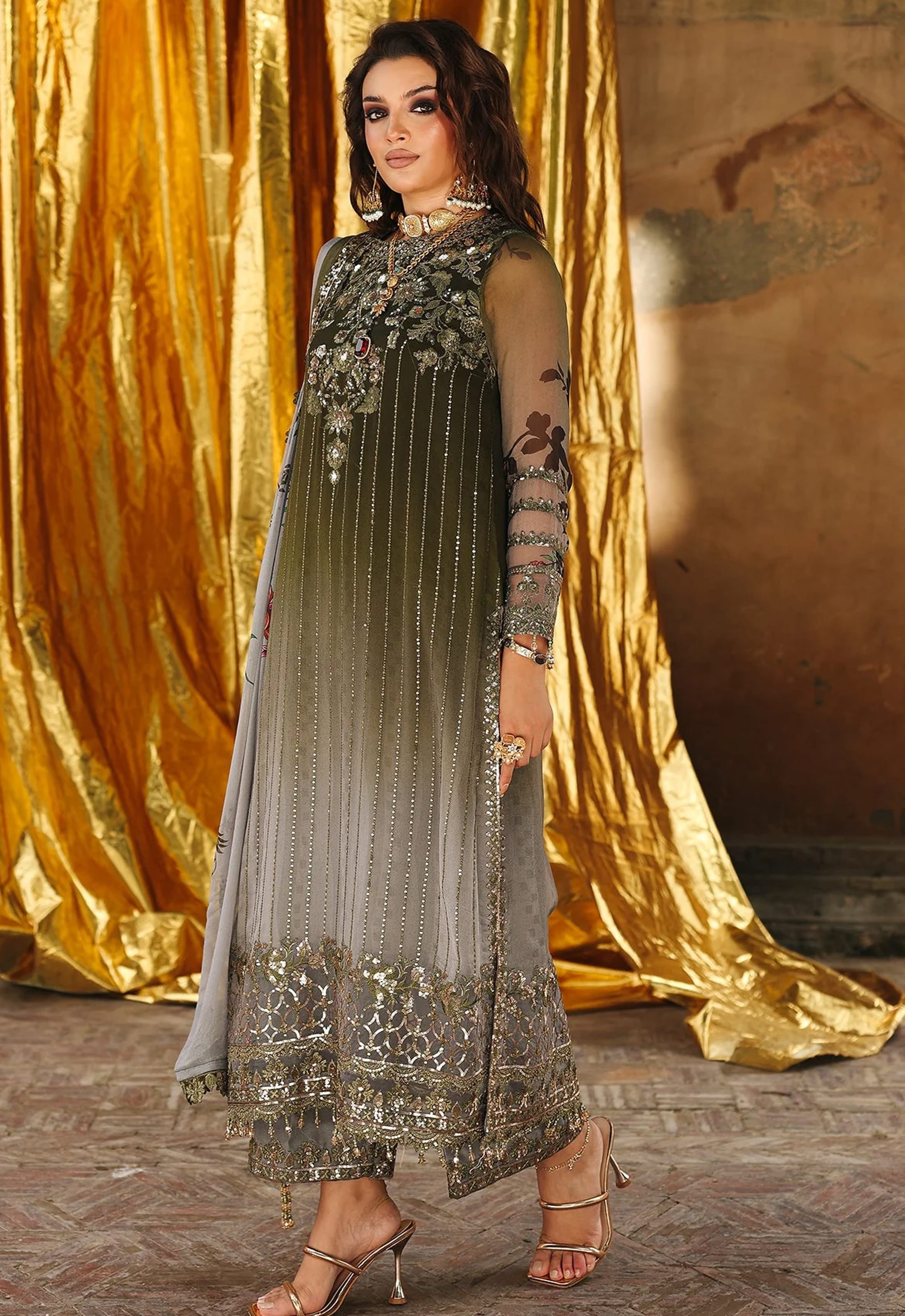 Embroidered Chiffon 3 Piece Unstitched Suit CC-VSL25-31 - Party Wear
