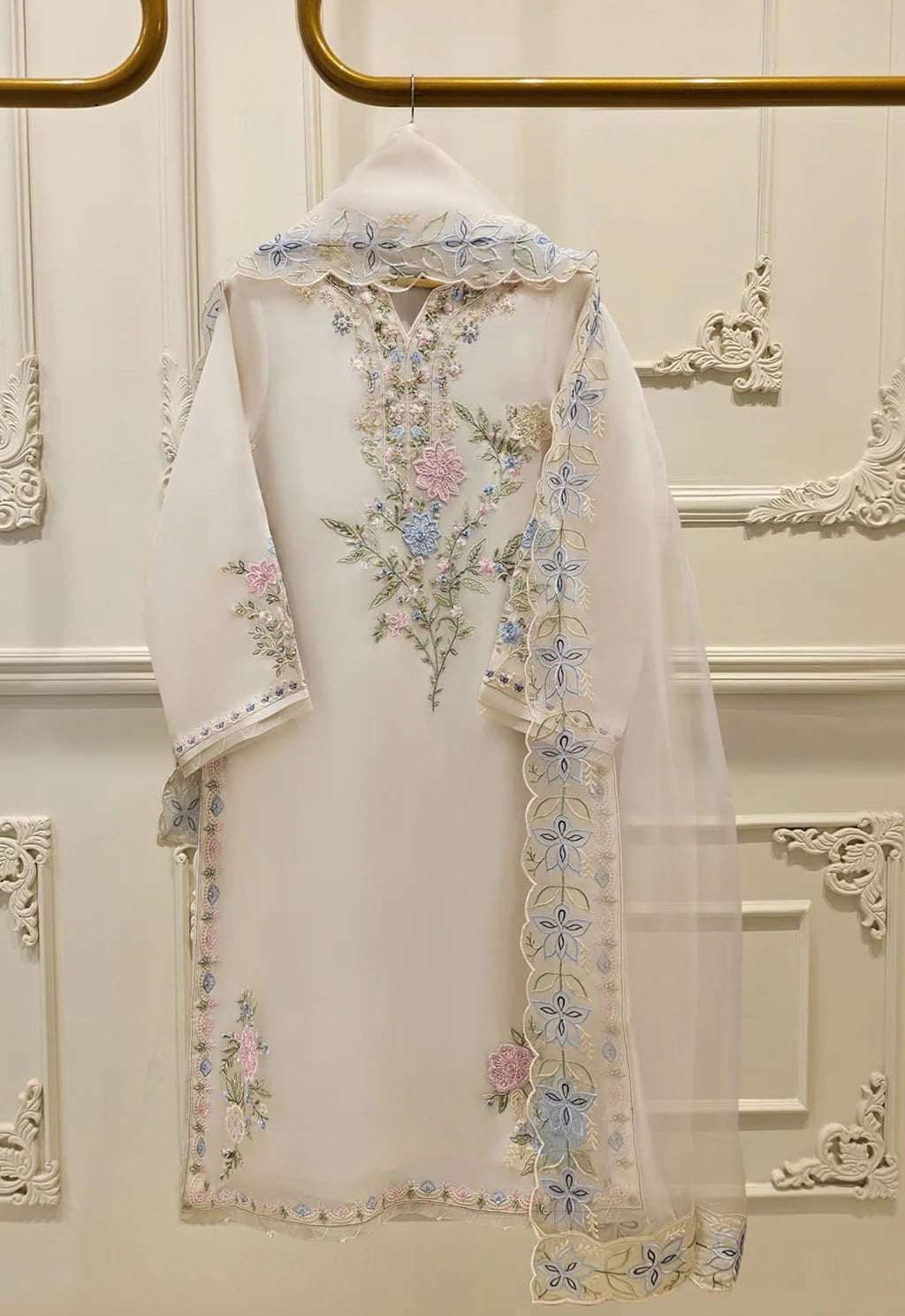 Embroidered Organza 3 Piece Semi Stitched Suit AG-S112013-25 - Party Wear