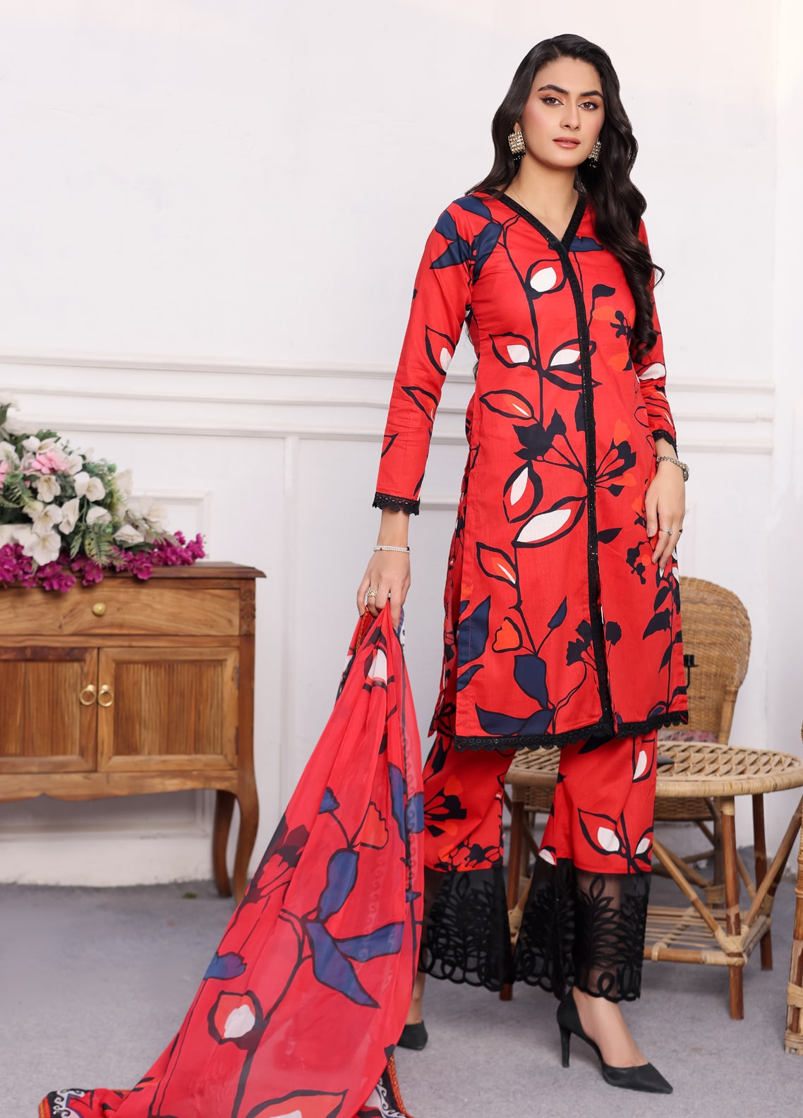 Embroidered Stitched 3 Piece Lawn Suit PD-24-101-A-Ready to Wear