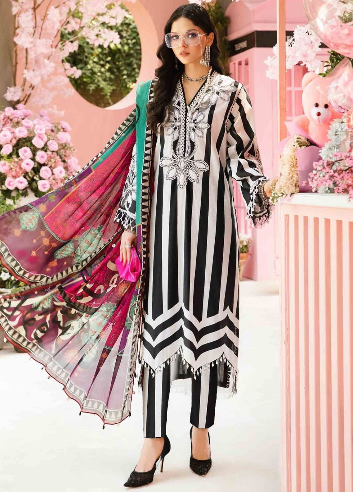 Embroidered Lawn 3 Piece Unstitched Suit MBL-MPT-2609-B-25 - Summer Collection