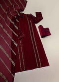 Embroidered Organza 3 Piece Unstitched Suit AG-IKSHANA-MAROON - Party Wear