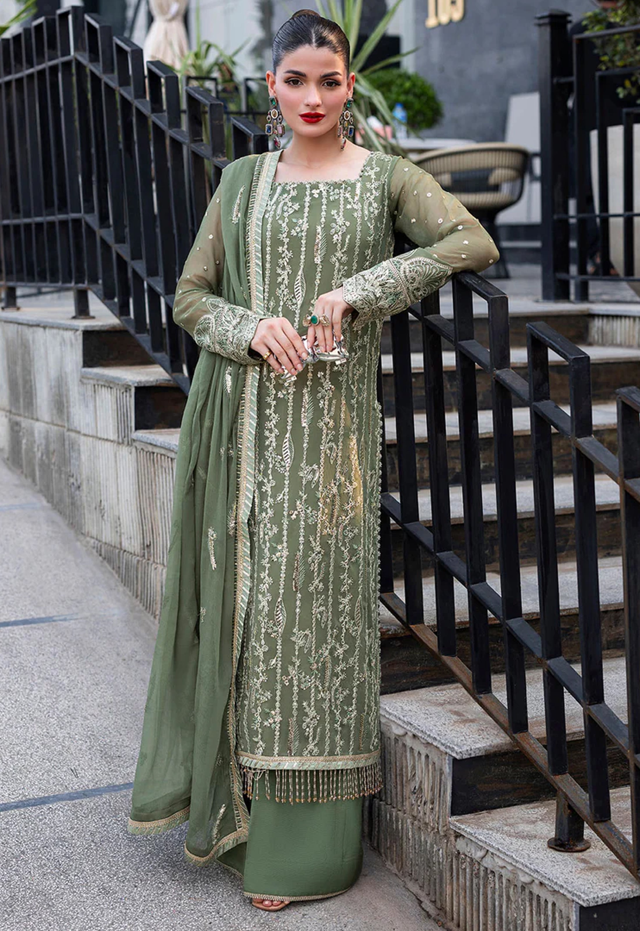 Embroidered Chiffon 3 Piece Unstitched Suit SC-CT 25006-25 - Party Wear