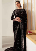 Embroidered Unstitched 3 Piece Velvet Saree Black JV-VF-2016 - Party Wear