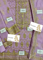 Embroidered Unstitched 3 Piece Net Suit AJEM-D02-24 - Party Wear