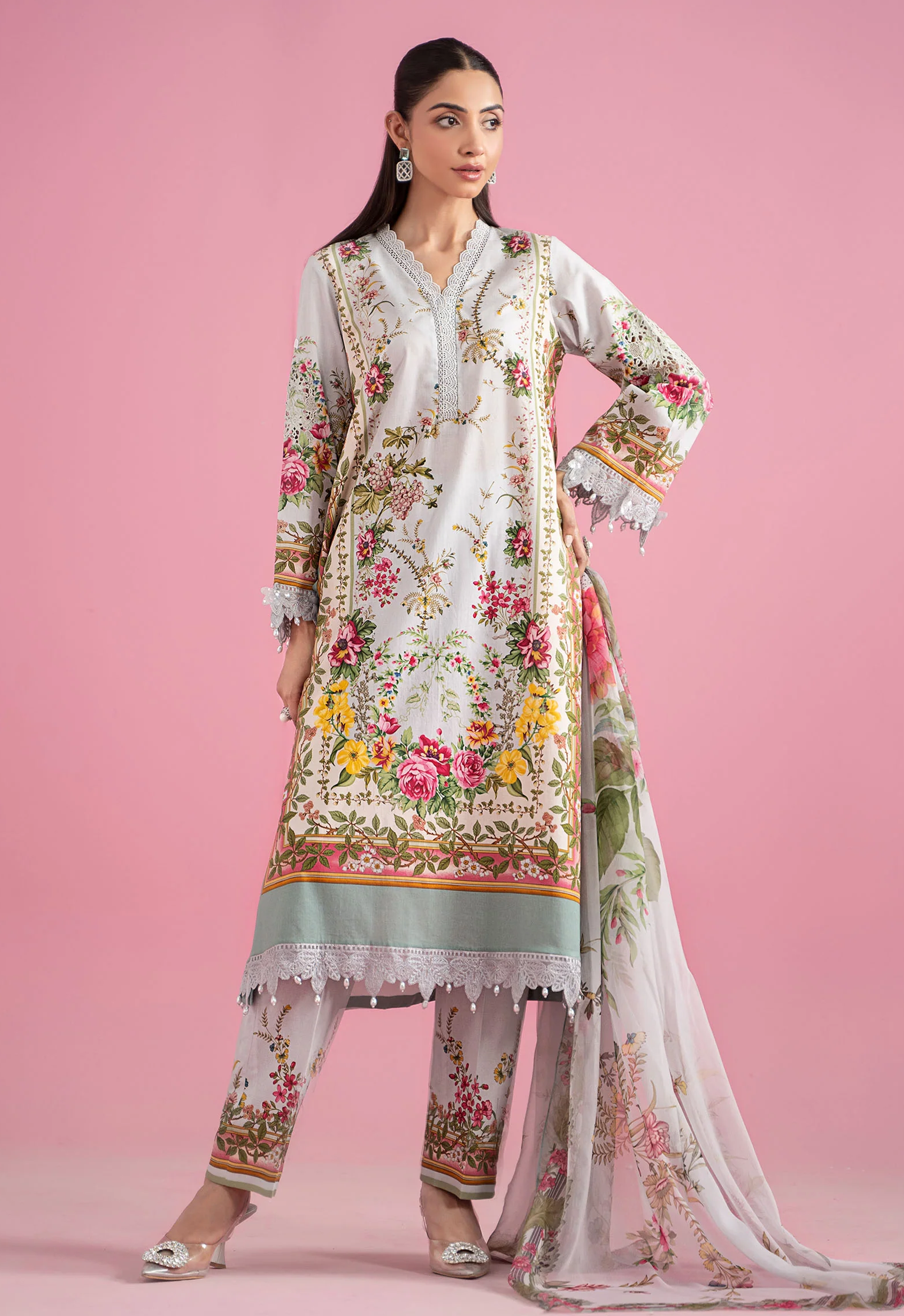 Embroidered Lawn 3 Piece Unstitched Suit MBL-MPT-2605-B-25 - Summer Collection