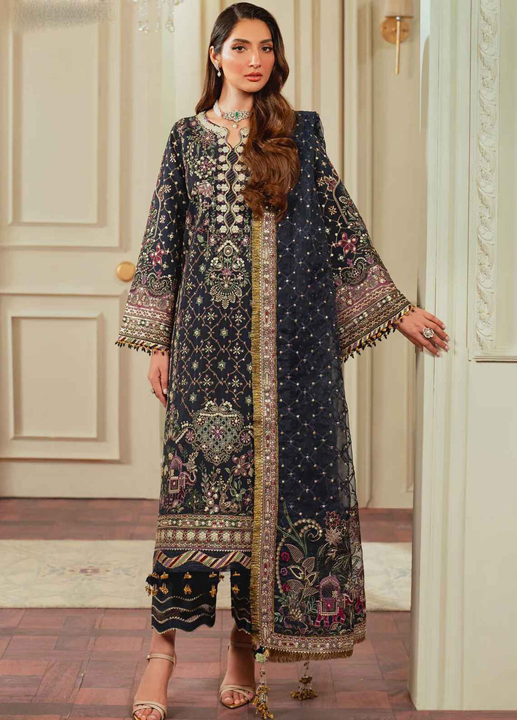 Embroidered Silk 3 Piece Unstitched Suit  BC-CH13-07-24 - Party Wear