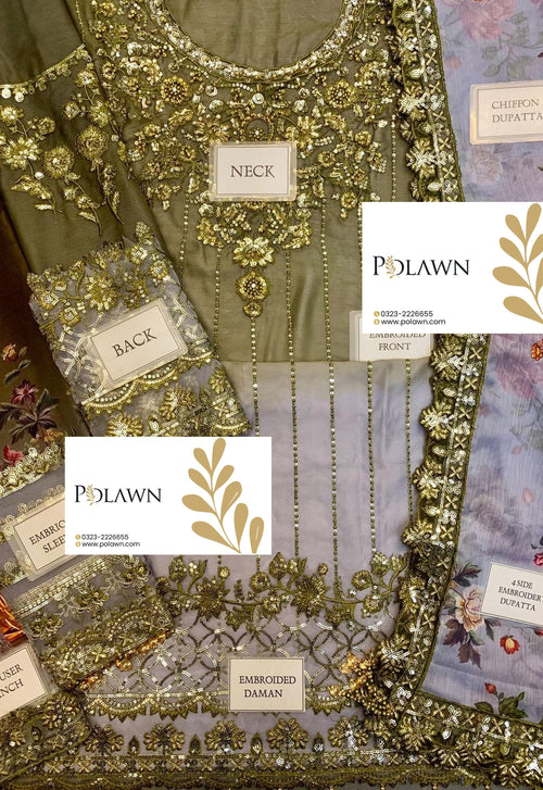 Embroidered Chiffon 3 Piece Unstitched Suit CC-VSL25-31 - Party Wear