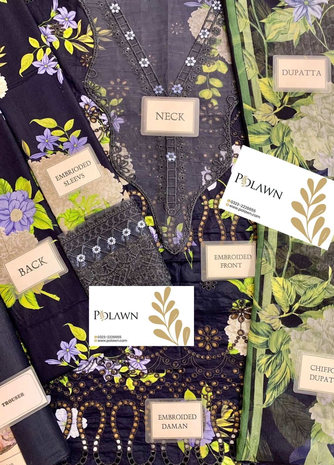 Embroidered Lawn 3 Piece Unstitched Suit  MBL-MPT-2602-B-25 - Summer Collection
