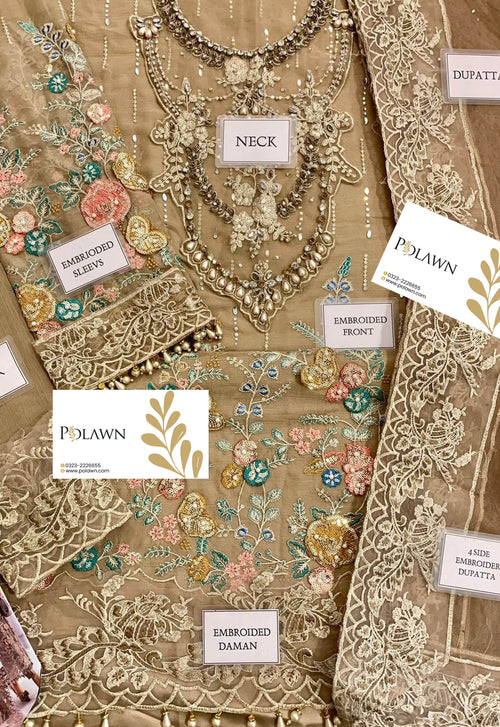 Embroidered Chiffon 3 Piece Unstitched Suit MBC-MPC-25-107 - Party Wear