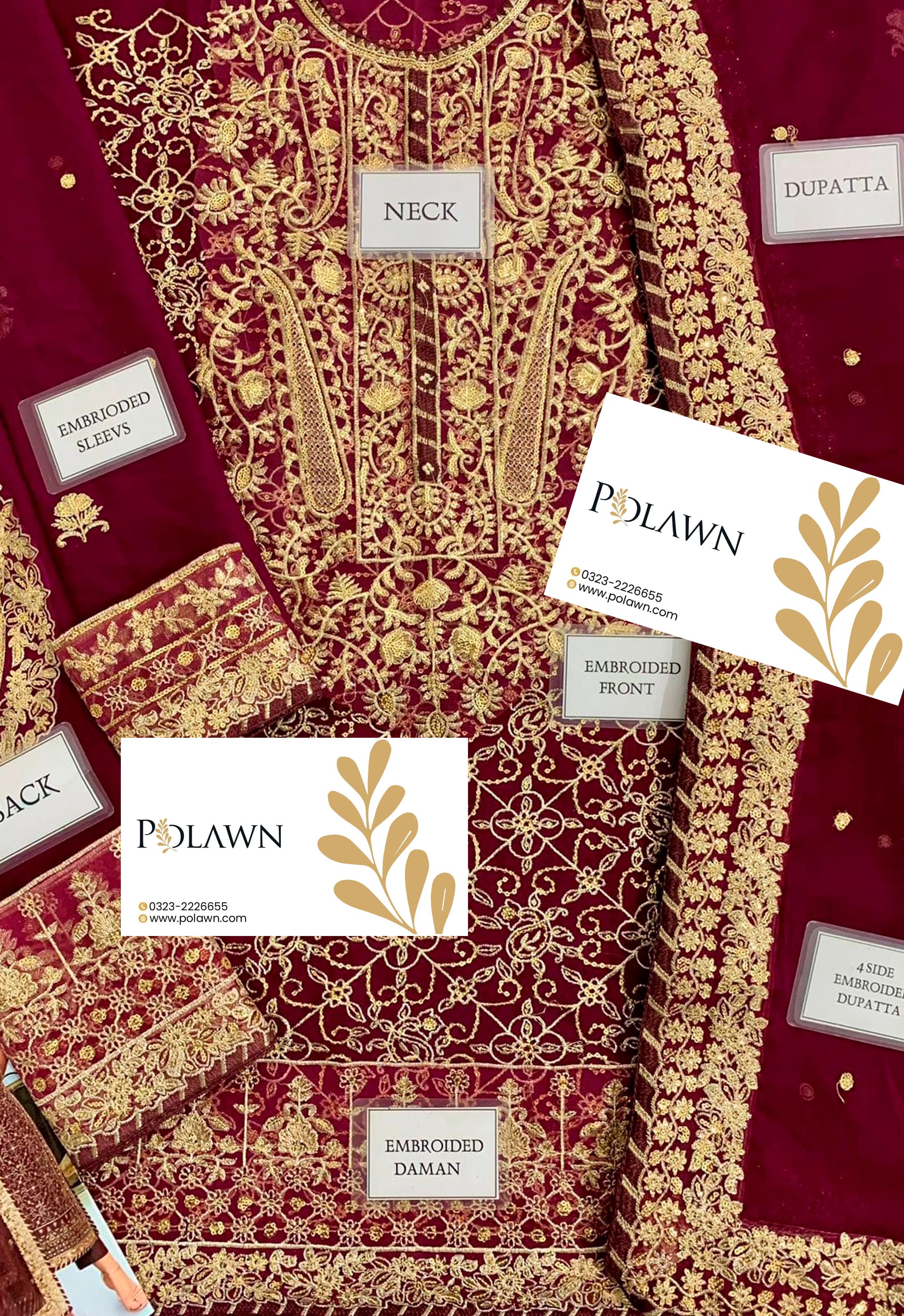 Embroidered Chiffon 3 Piece Unstitched Suit AJEMC-D24-25 - Party Wear