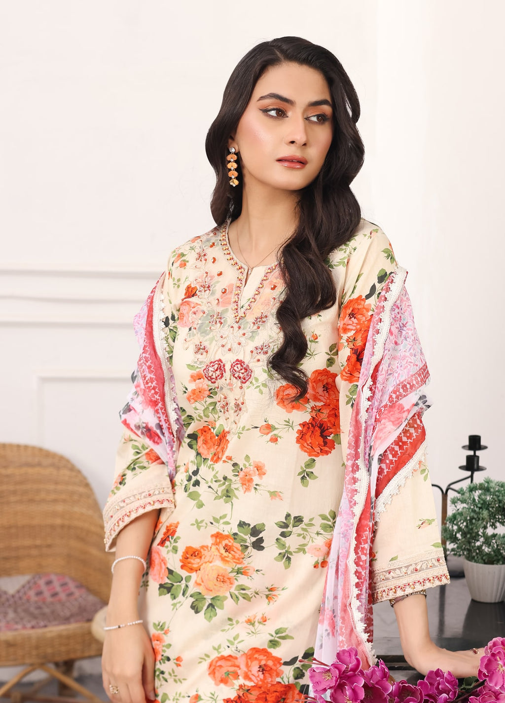 Embroidered Stitched 3 Piece Lawn Suit PD-24-102-Ready to Wear