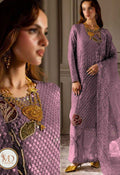 Embroidered Chiffon 3 Piece Unstitched Suit PURPLE-NC-TW-16-B - Party Wear