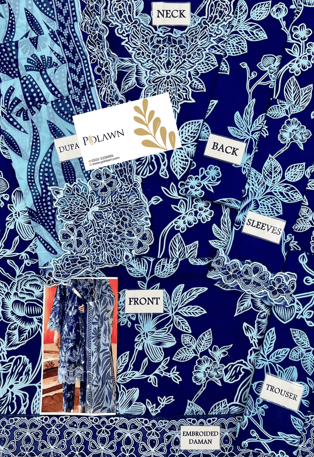 Embroidered Lawn 3 Piece Unstitched Suit NC-NP-465-B - Summer Collection
