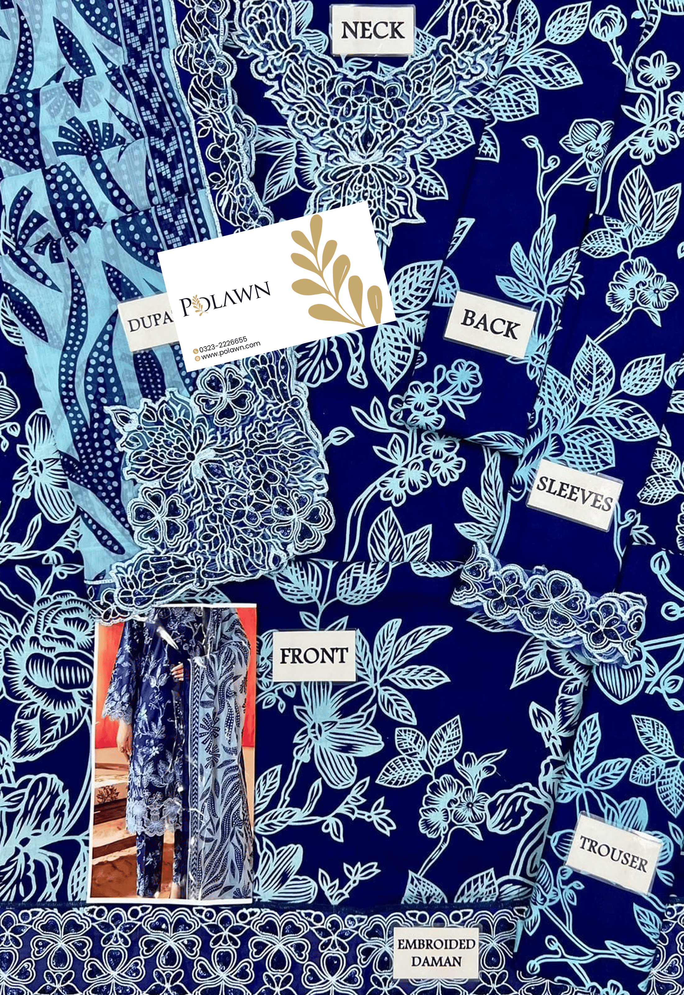 Embroidered Lawn 3 Piece Unstitched Suit NC-NP-465-B - Summer Collection