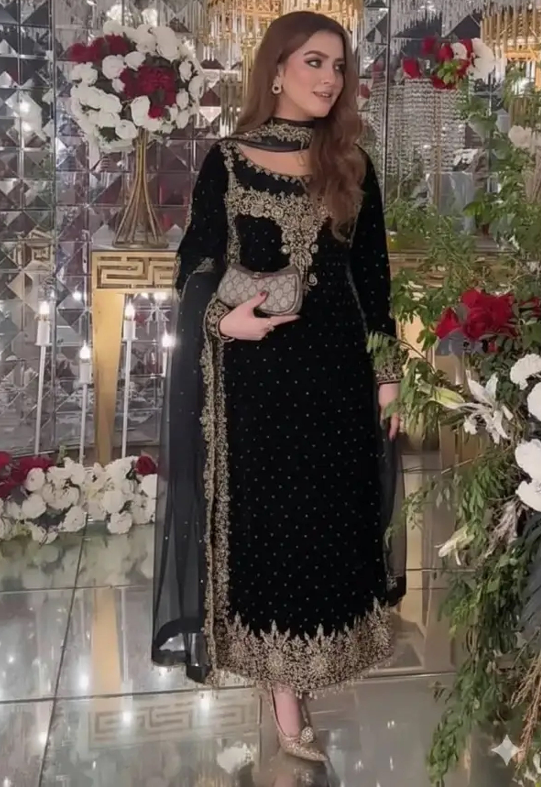 Embroidered Unstitched 3 Piece Velvet Suit BLACK-GEV-RANI-25 - Party Wear