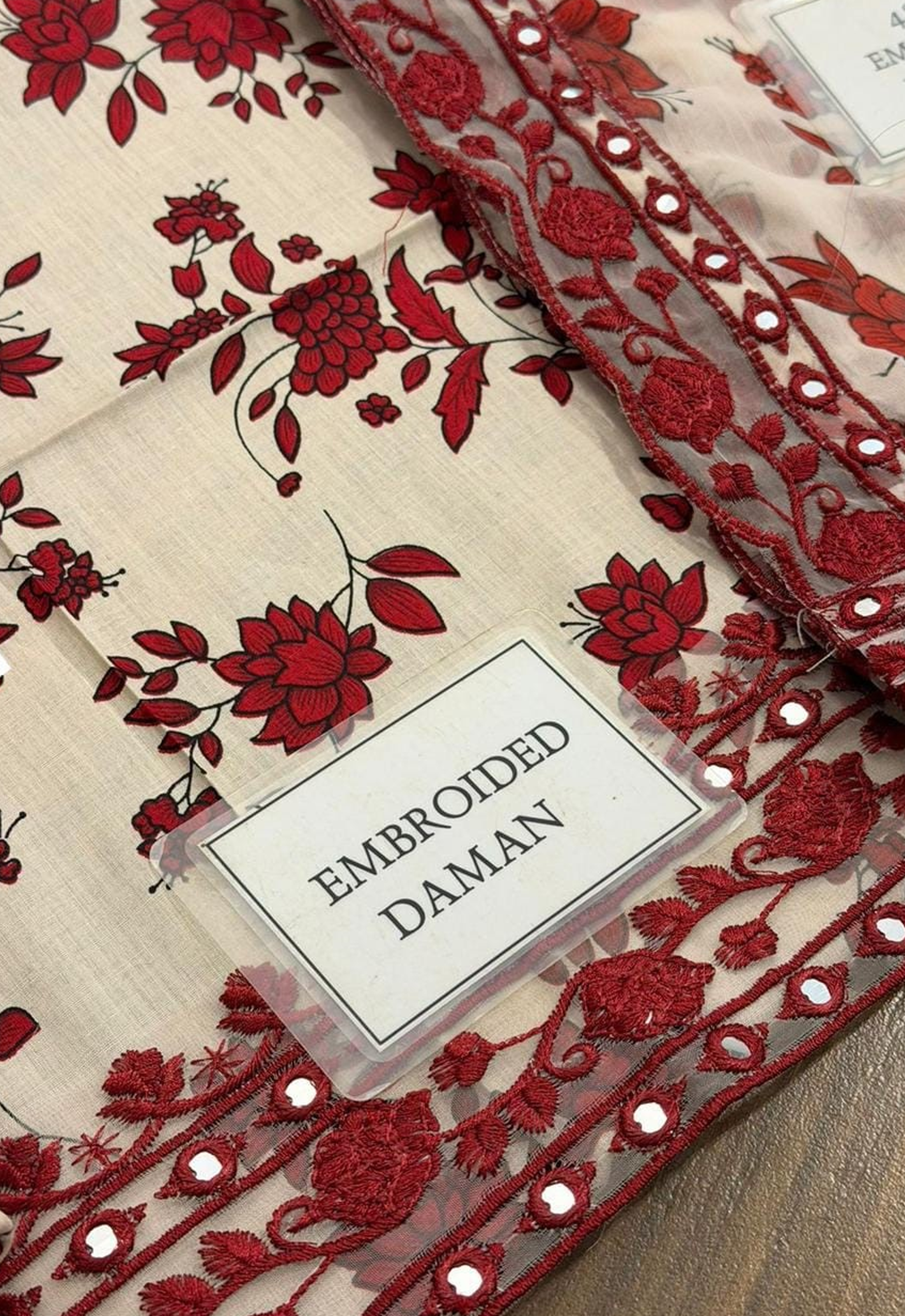 Embroidered Lawn 3 Piece Unstitched Suit MAROON LAWN-ACL-WPR-23 - Summer Collection