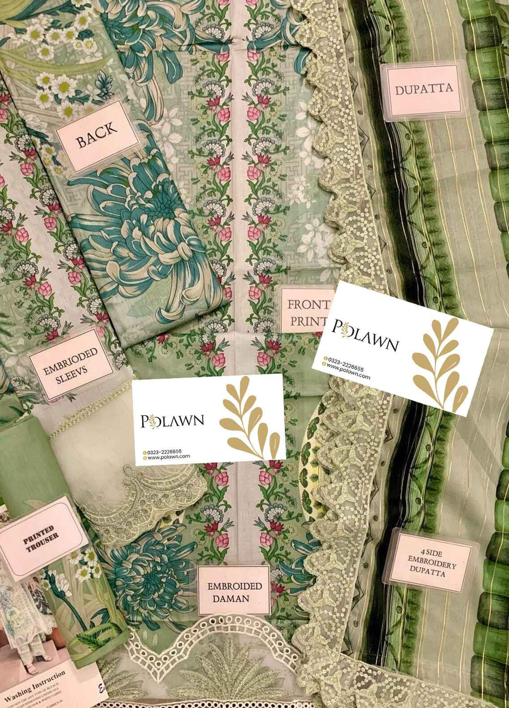 Embroidered Lawn 3 Piece Unstitched Suit MBL-MPT-2514-A-25 - Summer Collection