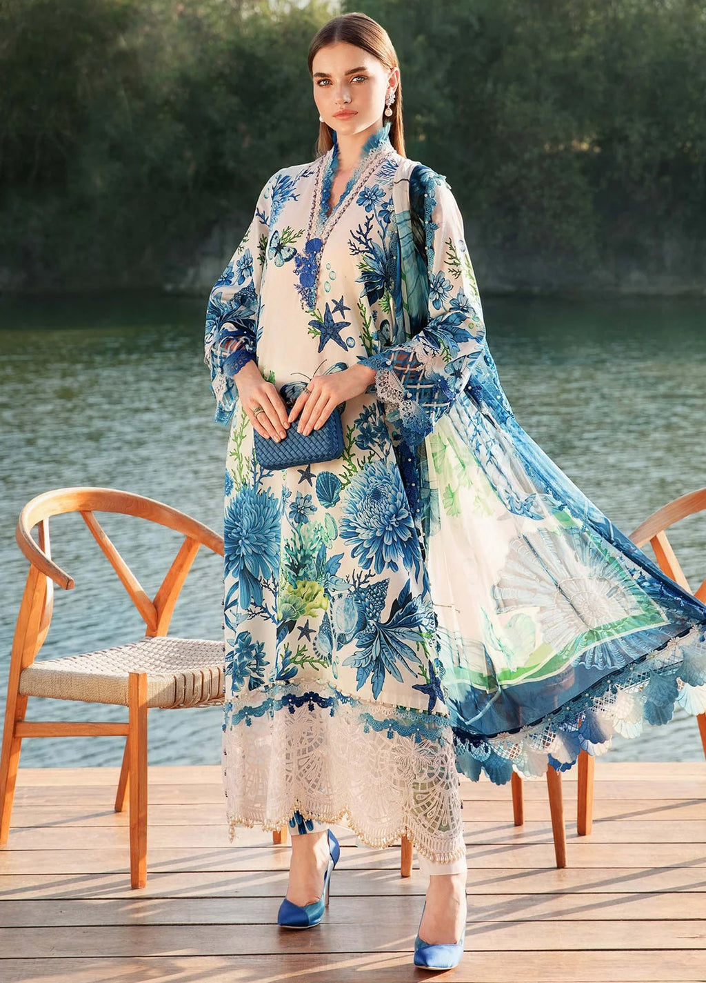 Embroidered Lawn 3 Piece Unstitched Suit MBL-MPT-2510-B-25 - Summer Collection