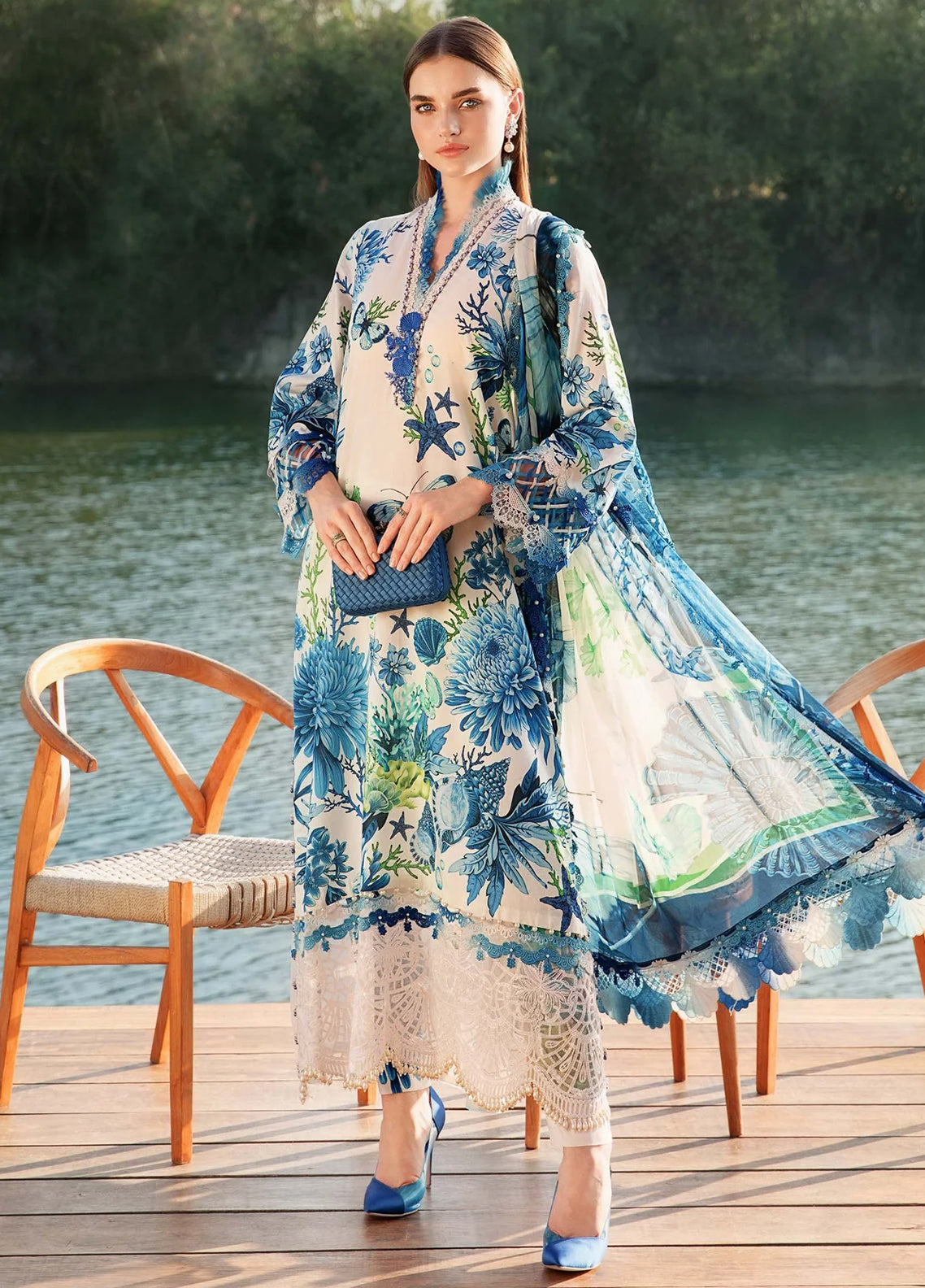 Embroidered Lawn 3 Piece Unstitched Suit MBL-MPT-2510-B-25 - Summer Collection