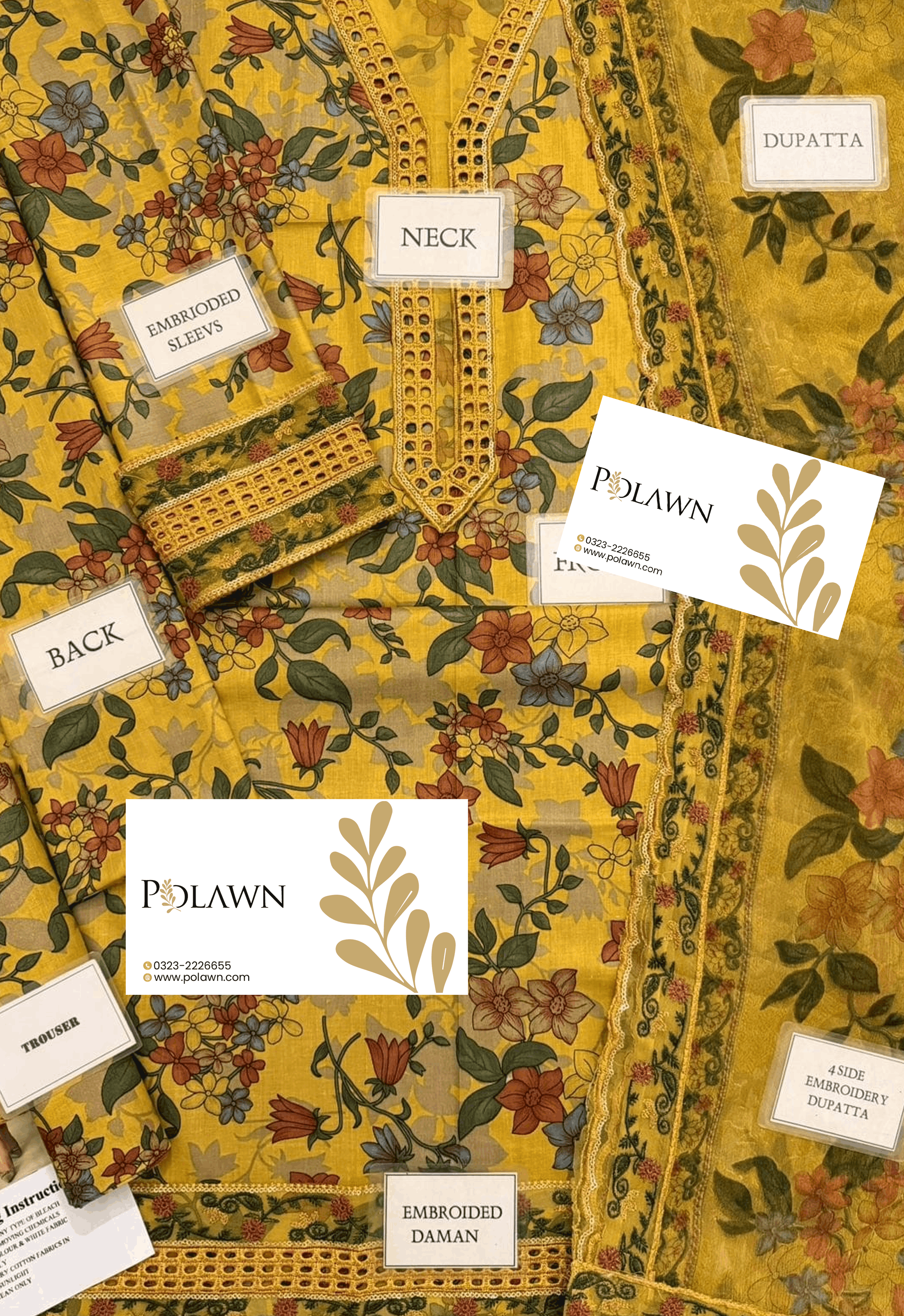 Embroidered Lawn 3 Piece Unstitched Suit BL-UF-4339-B - Summer Collection