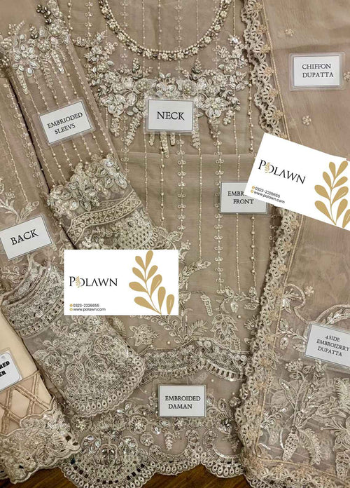 Embroidered Chiffon 3 Piece Unstitched Suit MBC-BD-2801-24 - Party Wear