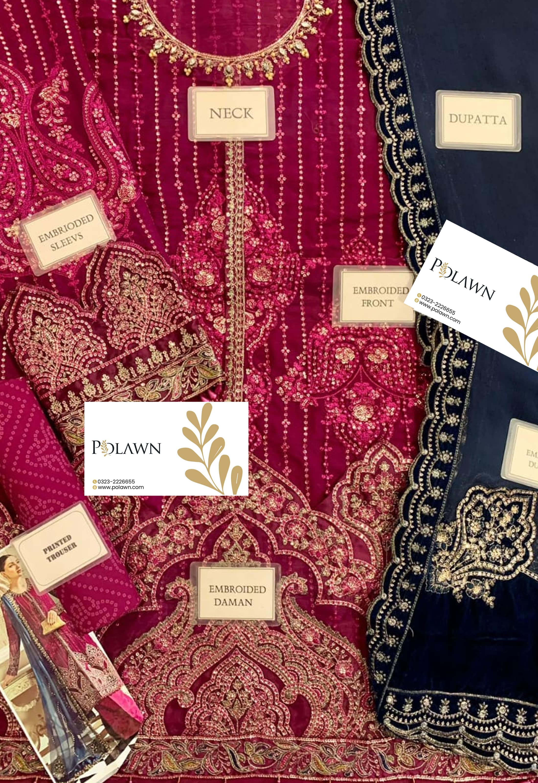 Embroidered Chiffon 3 Piece Unstitched Suit MBC-MPC-25-102 - Party Wear