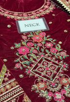Embroidered Unstitched 3 Piece Velvet Suit ACV-VT-12 - Party Wear