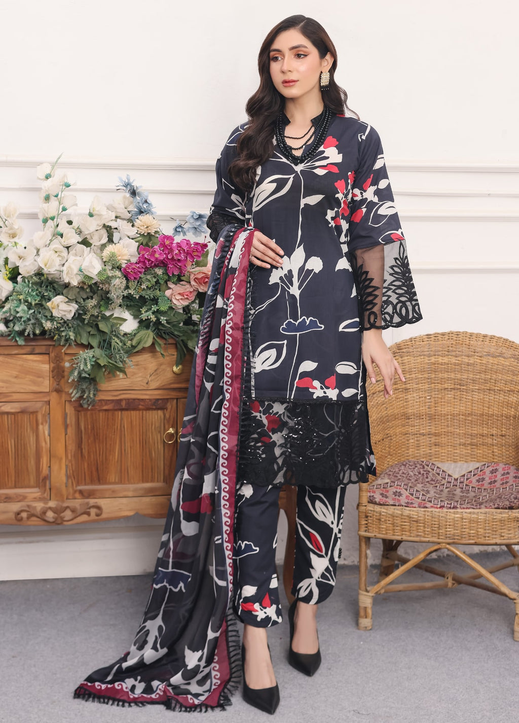 Embroidered Stitched 3 Piece Lawn Suit PD-24-101-B-Ready to Wear