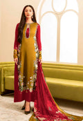 Embroidered Silk 3 Piece Unstitched Suit Golden-LL-Karozit Dress-24 - Party Wear