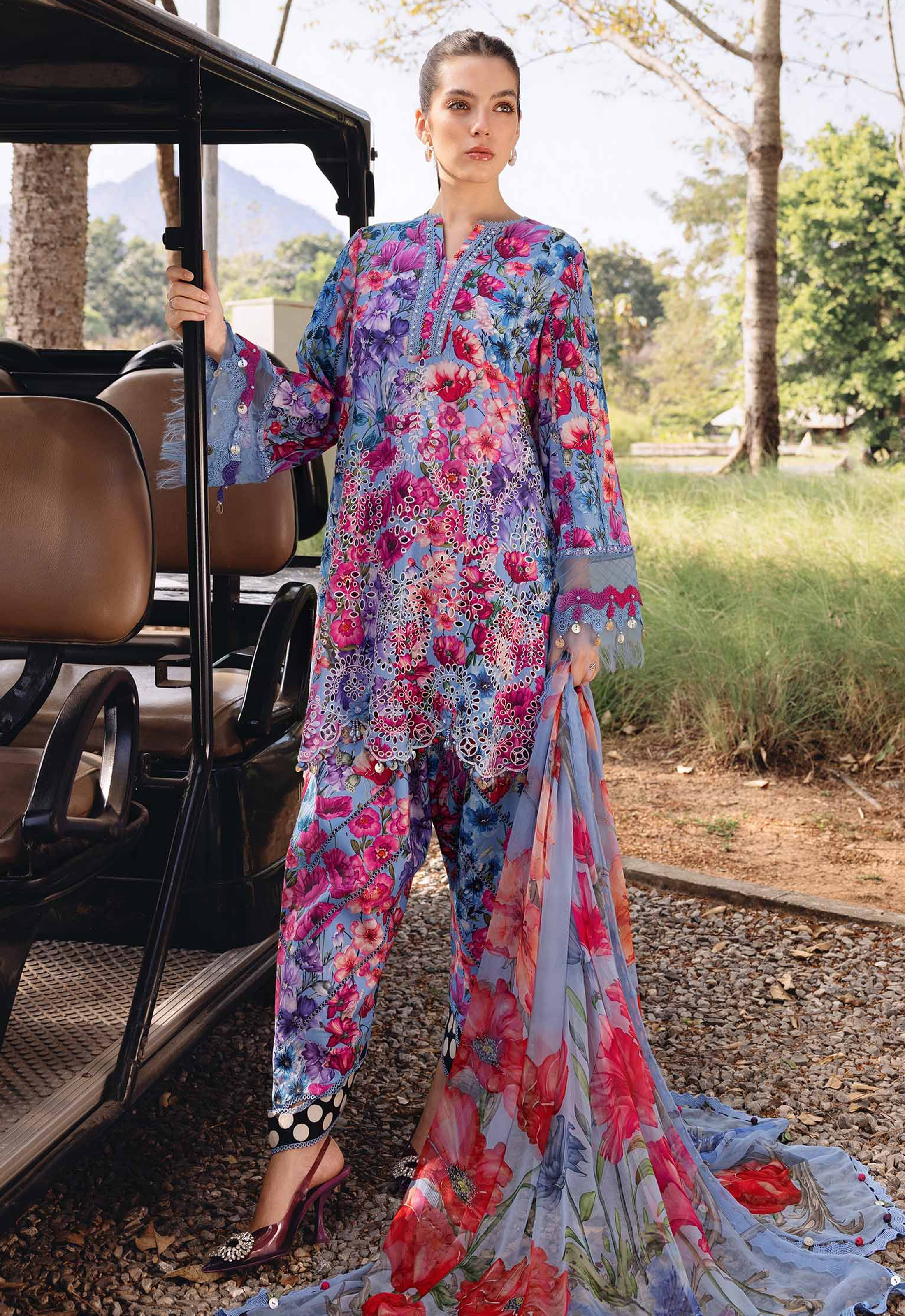 Embroidered Lawn 3 Piece Unstitched Suit MBL-MPT-2902-B-26 - Summer Collection