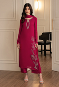 Hand work  Raw Silk 3 Piece Unstitched Suit LL-ZALAAR LONG - Summer Collection