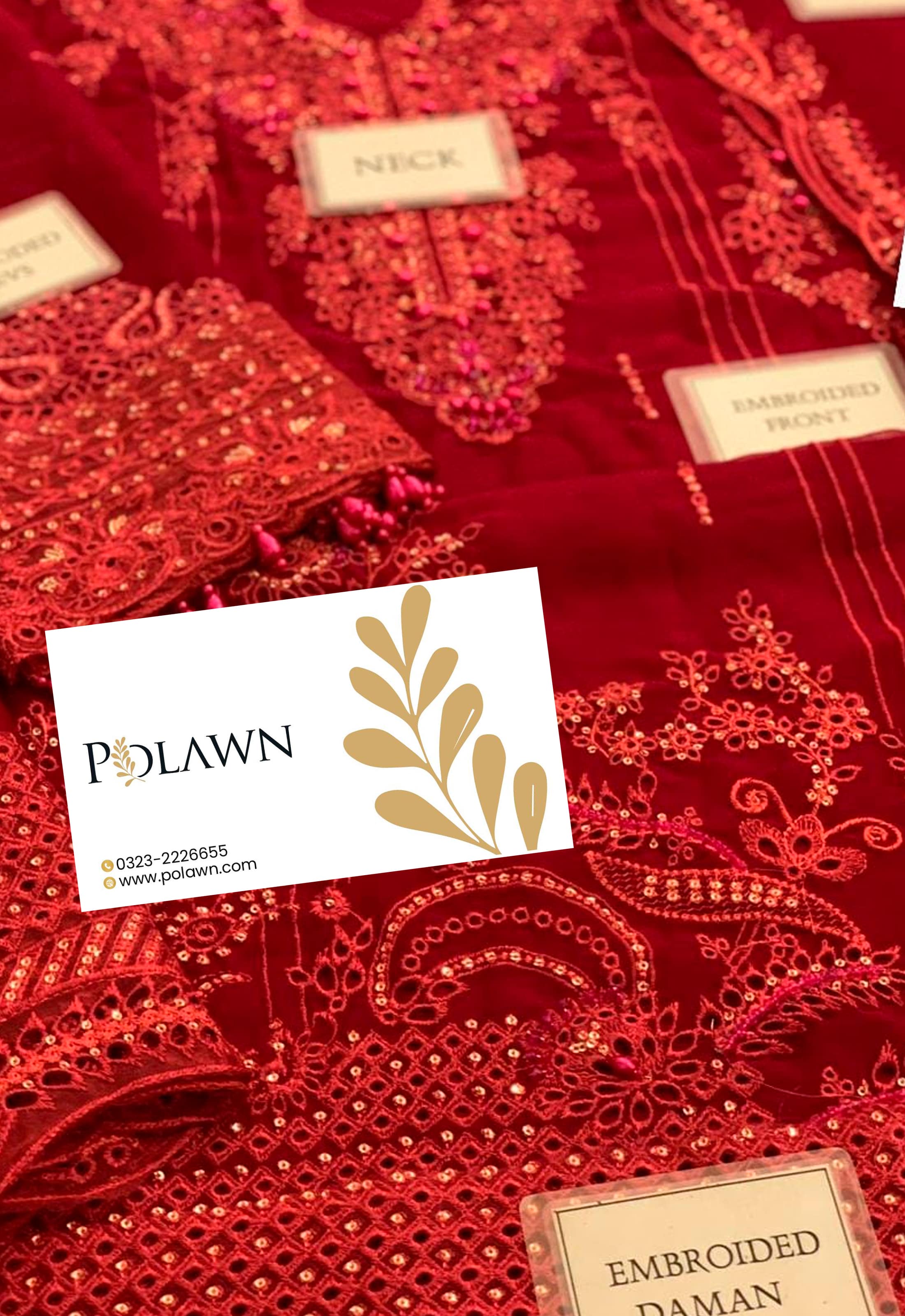 Embroidered Chiffon 3 Piece Unstitched Suit QC-WC-02 SIOFE-25 - Party Wear