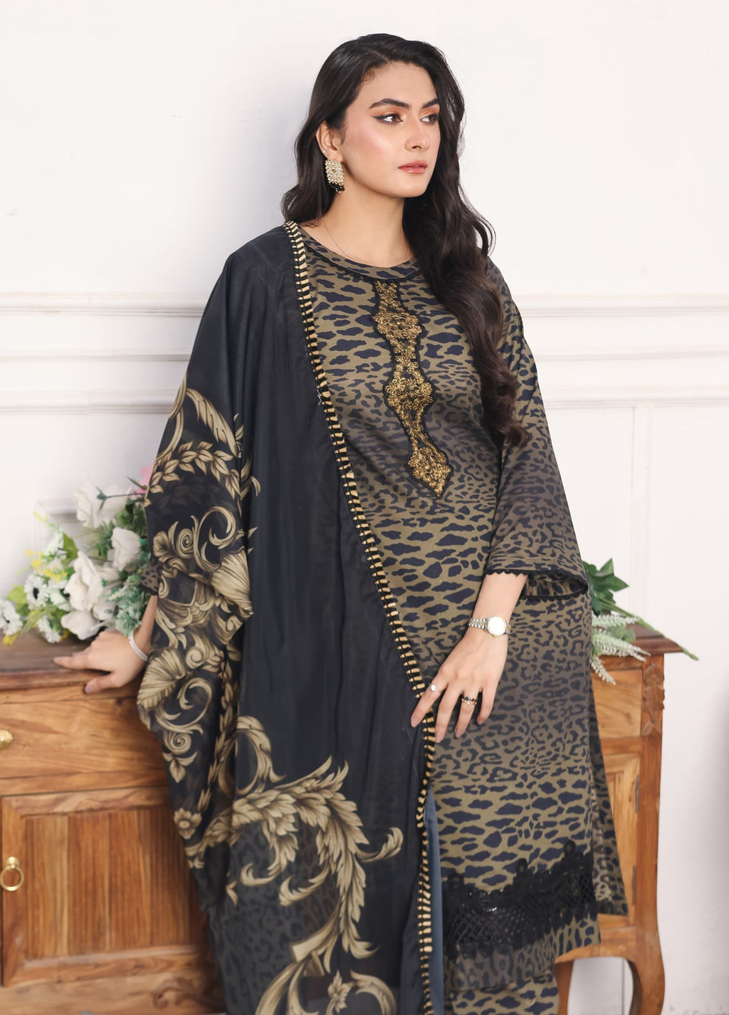 Embroidered Stitched 3 Piece Lawn Suit PD-24-104-A- Ready to Wear