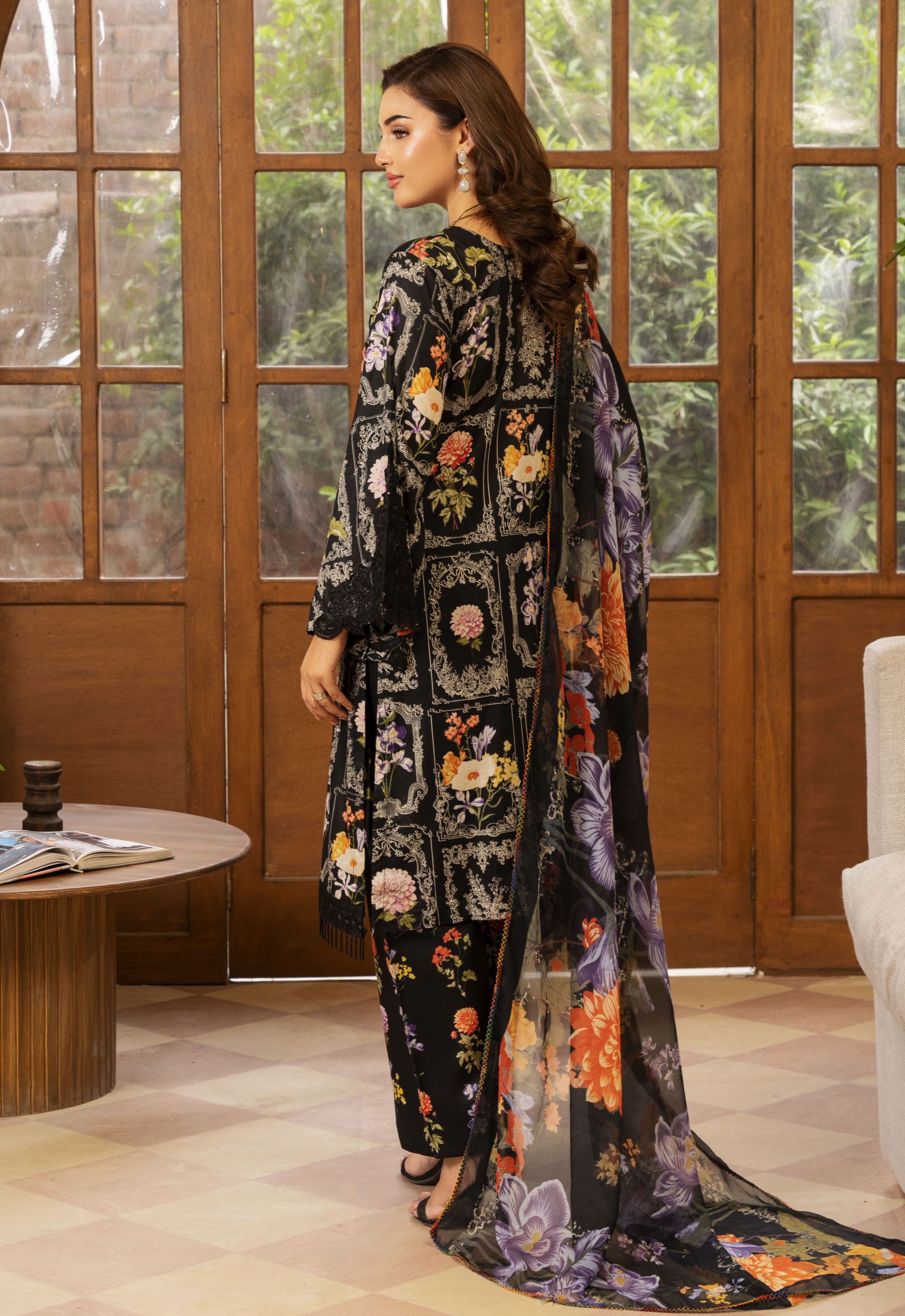 Husn By Polawn Embroidered Stitched 3 Piece Lawn Suit PD-25-403-B-Ready to Wear