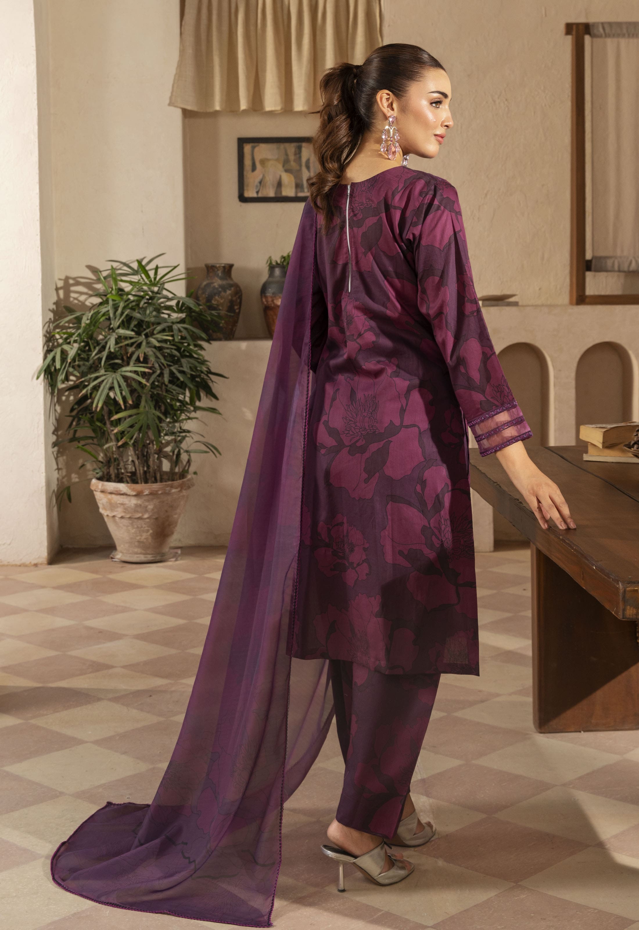 Husn By Polawn Embroidered Stitched 3 Piece Lawn Suit PD-25-422-A-Ready to Wear