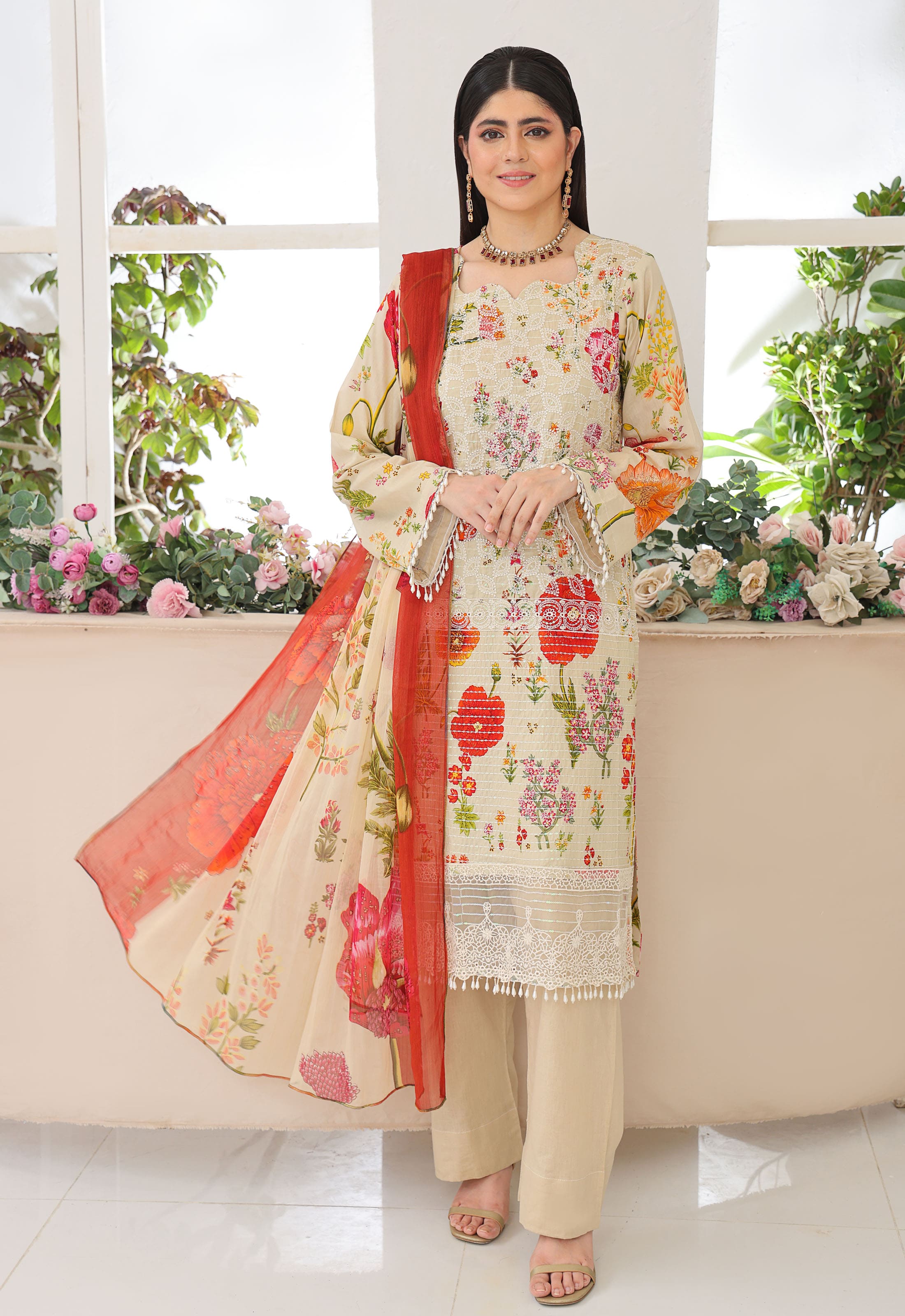 Naina By Polawn Embroidered Stitched 3 Piece Lawn Suit PD-25-435-A-Ready to Wear