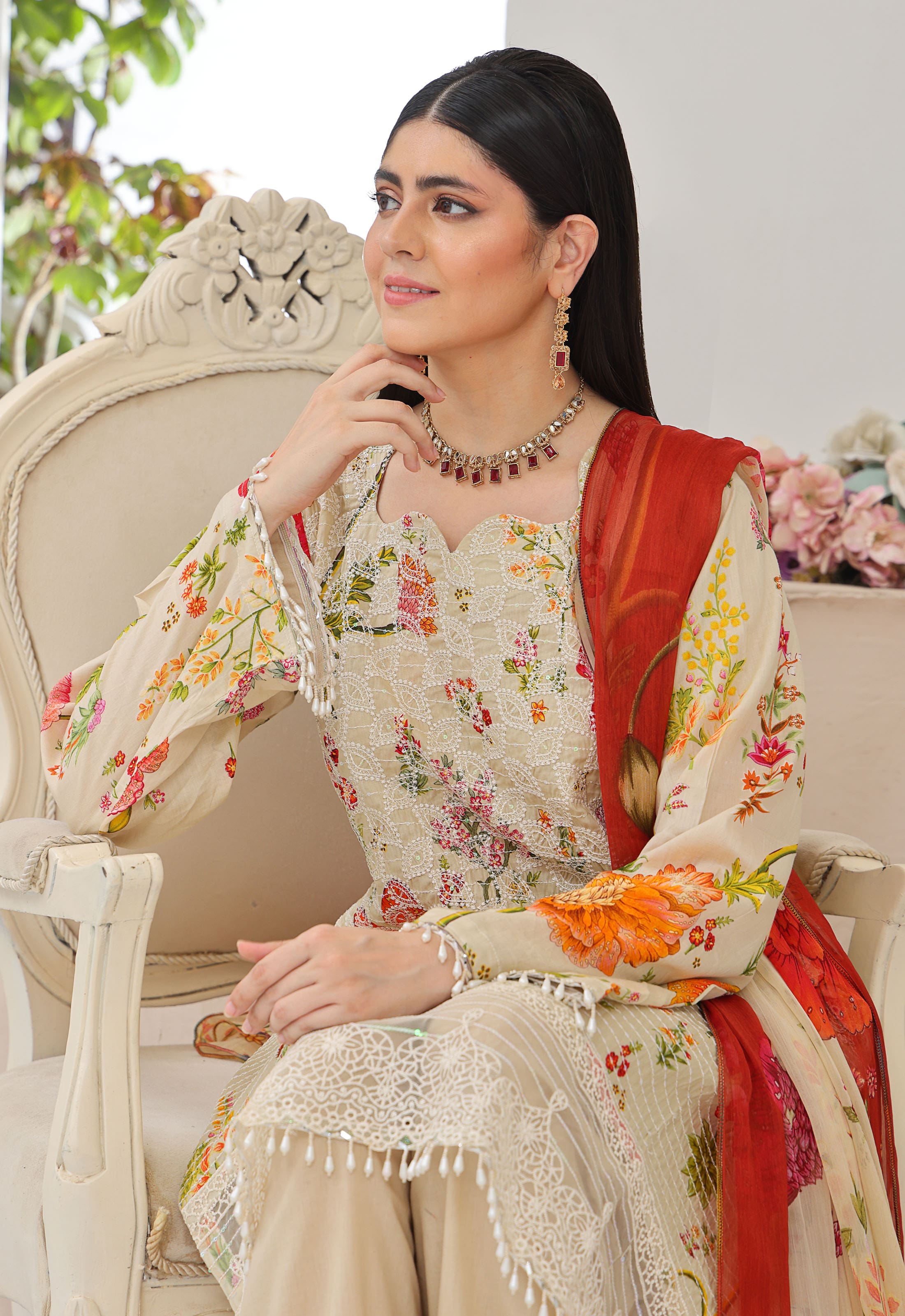 Naina By Polawn Embroidered Stitched 3 Piece Lawn Suit PD-25-435-A-Ready to Wear