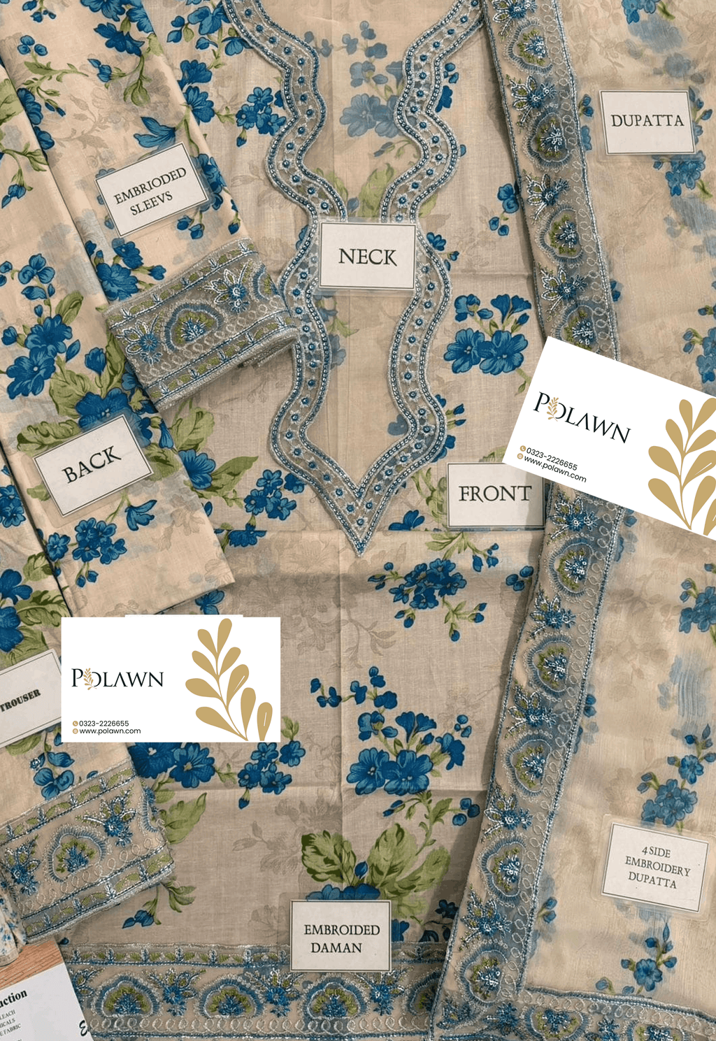 Embroidered Lawn 3 Piece Unstitched Suit ACL-EID-01-B - Summer Collection