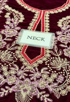 Embroidered Unstitched 3 Piece Velvet Suit ACV-VT-13 - Party Wear