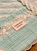 Embroidered Chiffon 3 Piece Unstitched Suit AC-Mint Glaze-24 - Party Wear