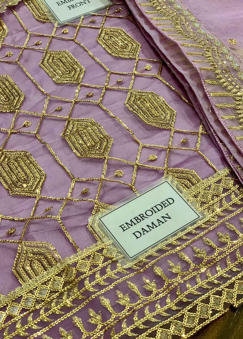 Embroidered Unstitched 3 Piece Net Suit AJEM-D02-24 - Party Wear