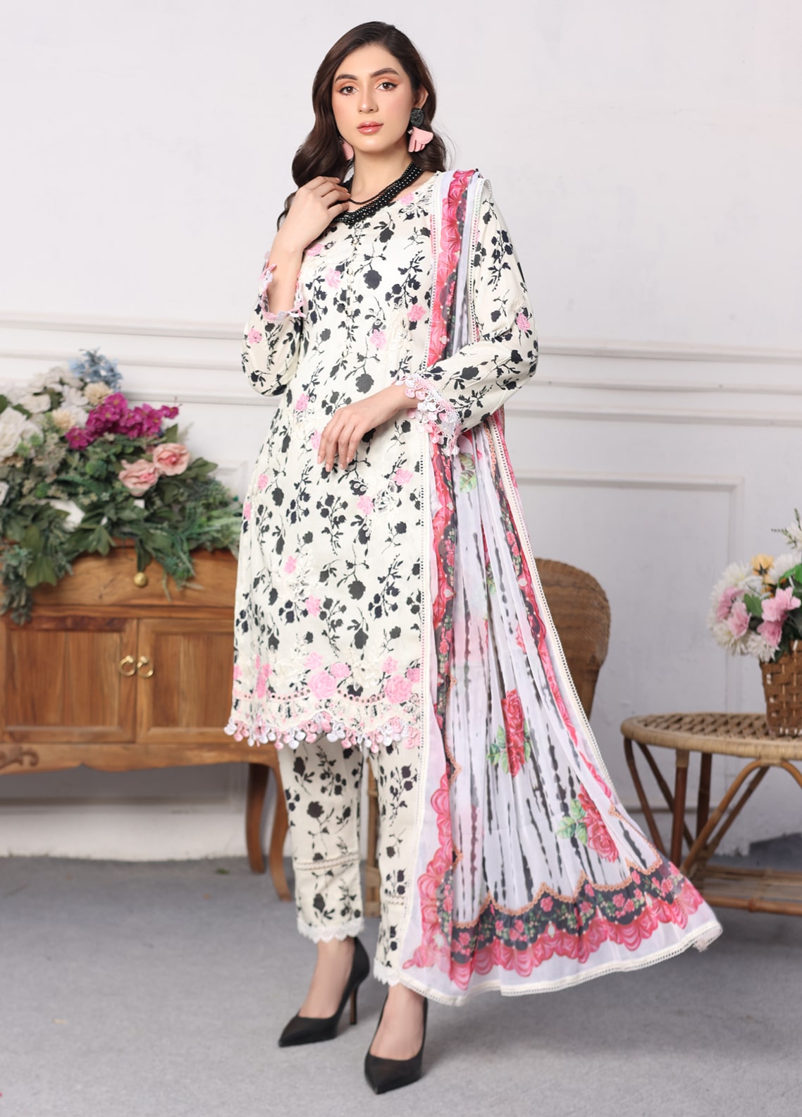 Embroidered Stitched 3 Piece Lawn Suit PD-24-103-Ready to Wear