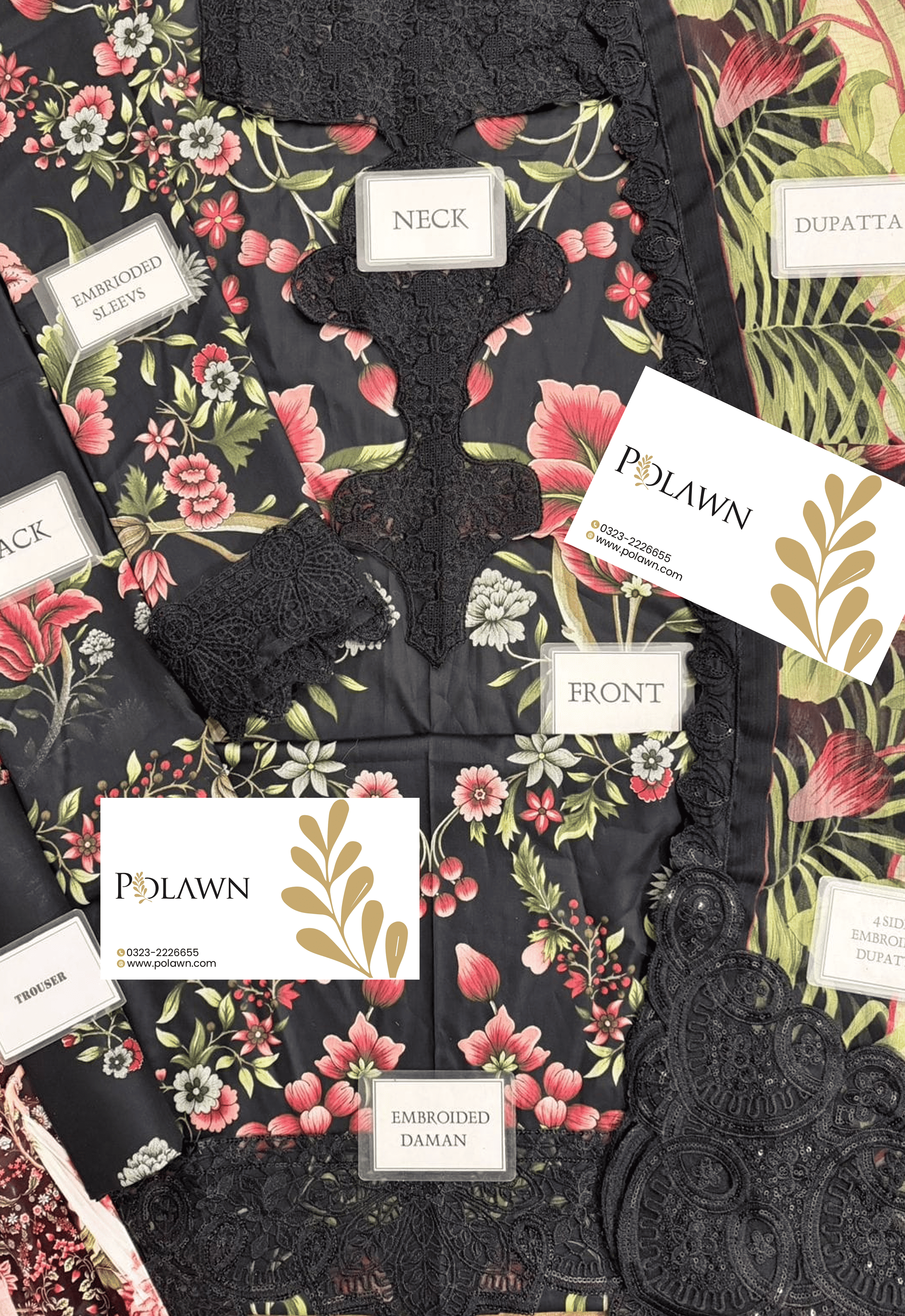 Embroidered Lawn 3 Piece Unstitched Suit MBL-MPT-2709-B-25 - Summer Collection