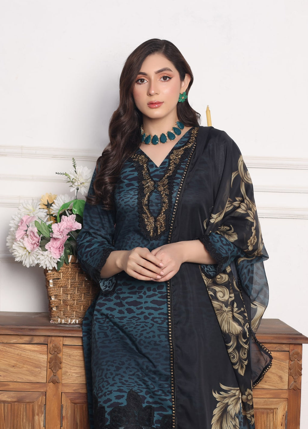 Embroidered Stitched 3 Piece Lawn Suit PD-24-104-B- Ready to Wear
