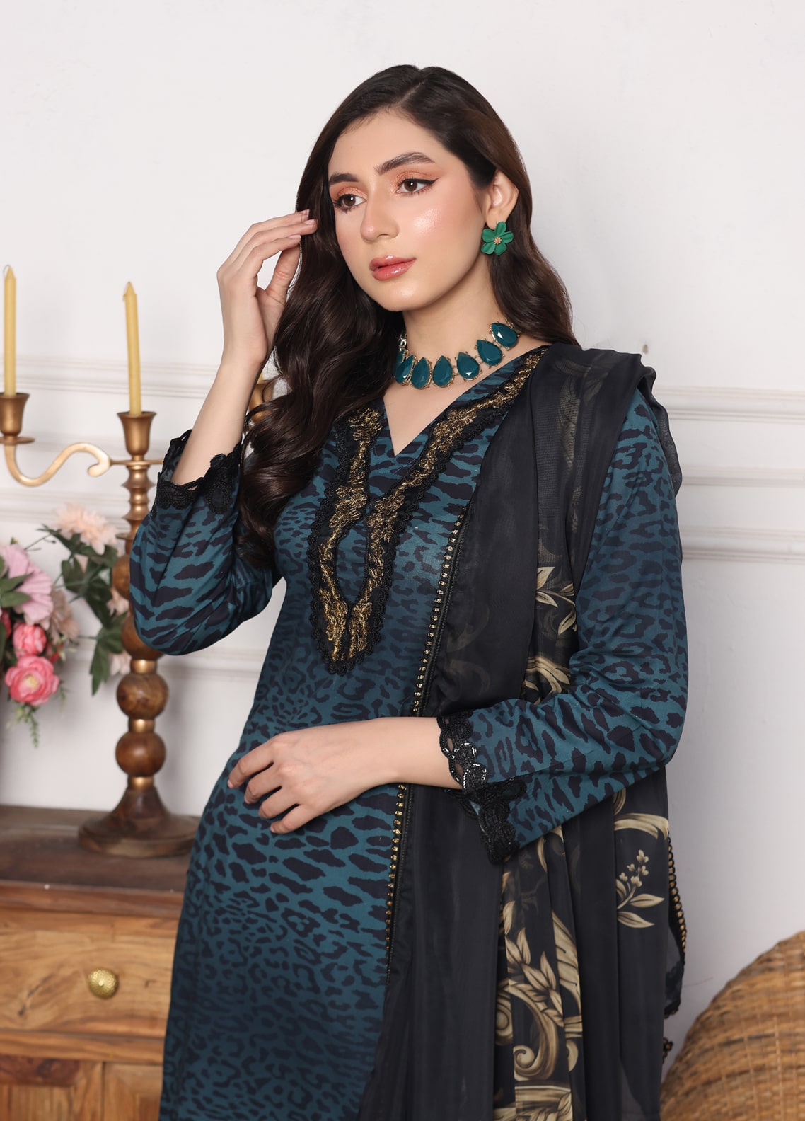 Embroidered Stitched 3 Piece Lawn Suit PD-24-104-B- Ready to Wear