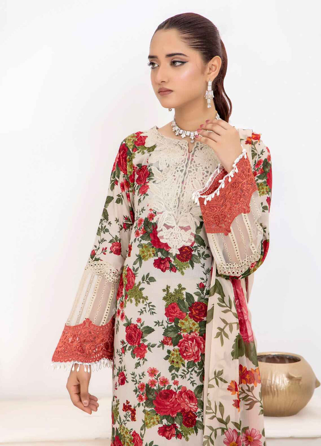 Naina By Polawn Embroidered Stitched 3 Piece Lawn Suit PD-24-605-B-Ready to Wear