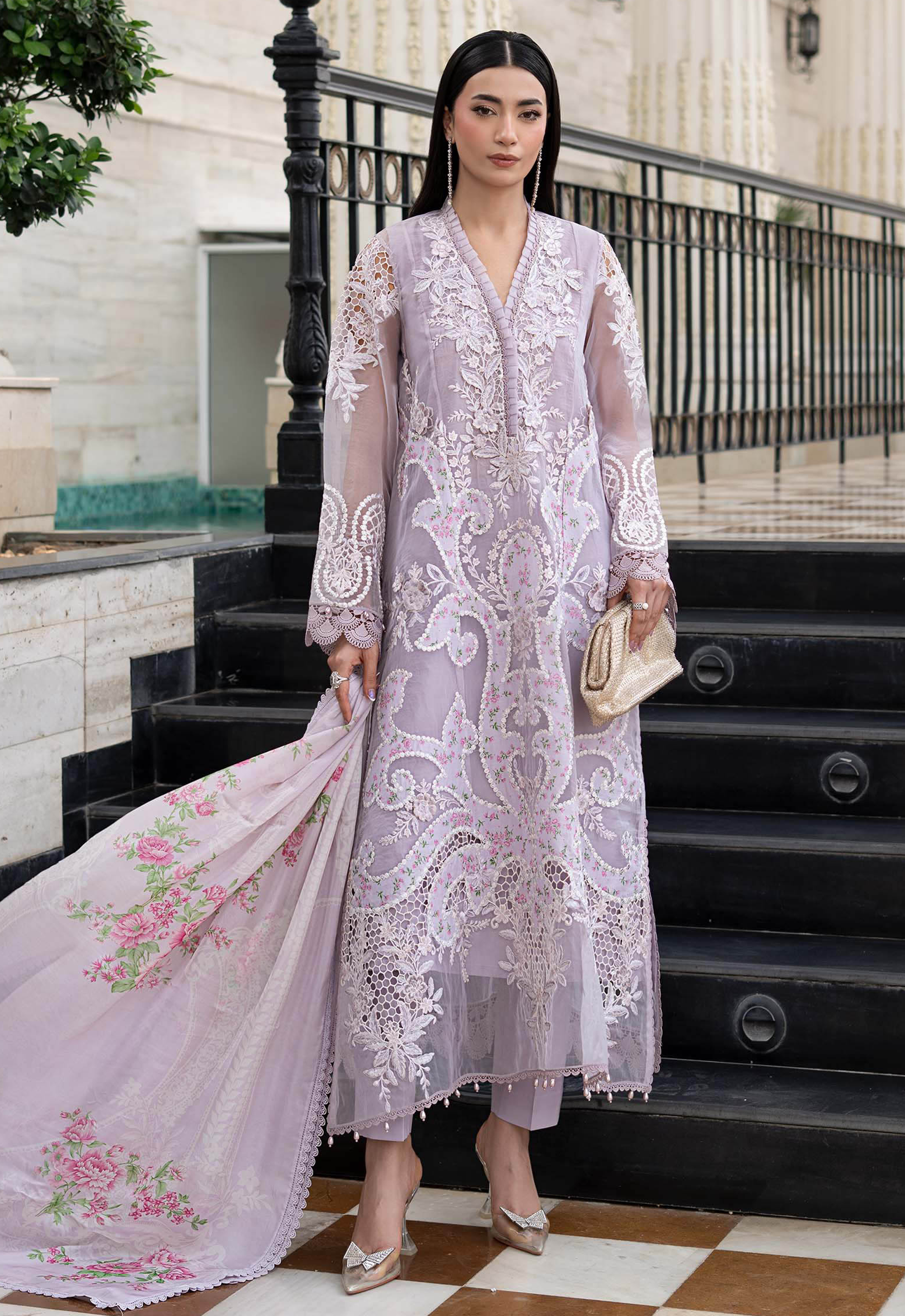 Embroidered Lawn 3 Piece Unstitched Suit MBL-ELS-26-12 - Summer Collection