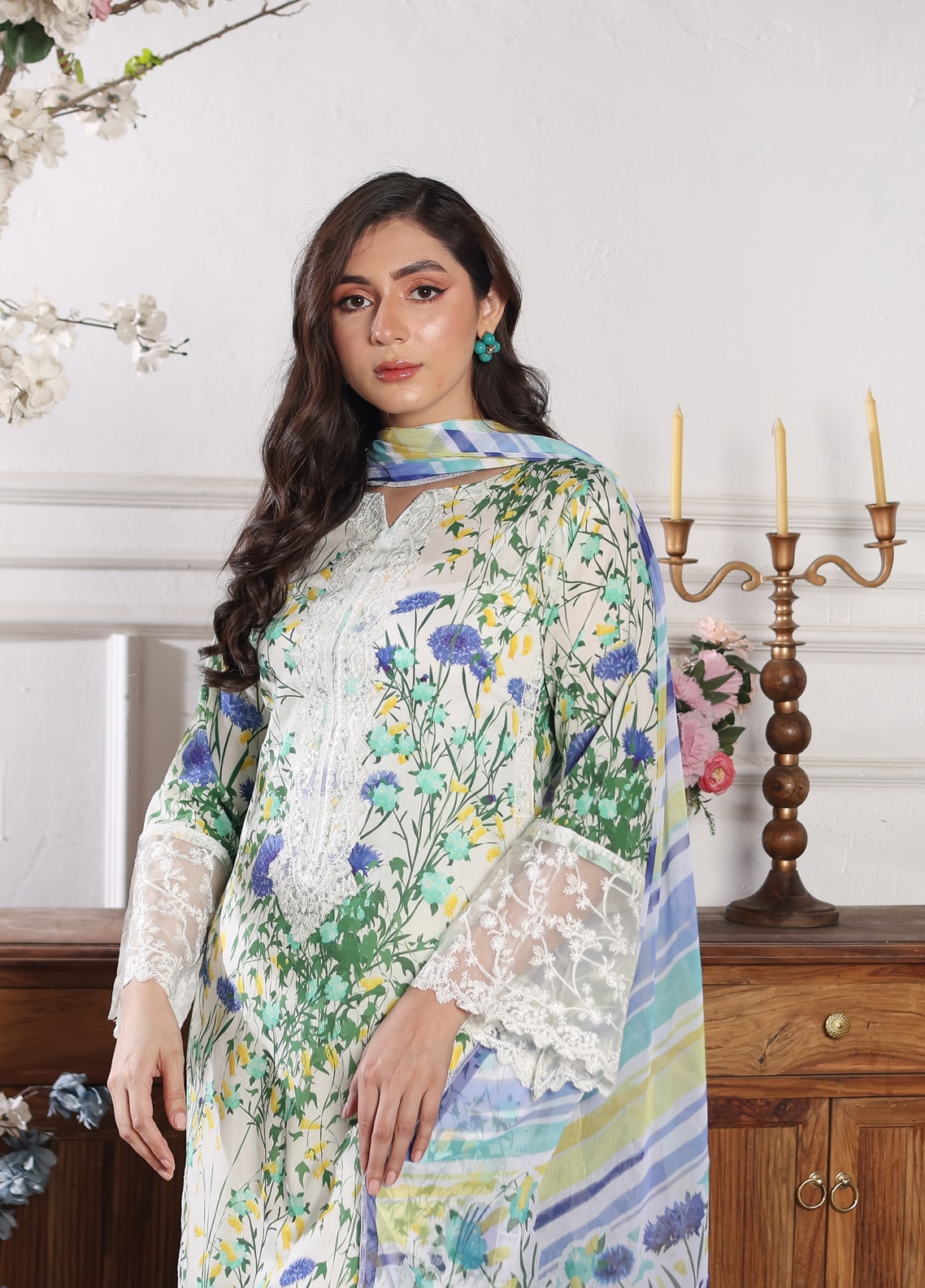 Embroidered Stitched 3 Piece Lawn Suit PD-24-105-Ready to Wear