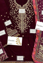 Embroidered Unstitched 3 Piece Velvet Suit JV-CVF-D05-25 - Party Wear