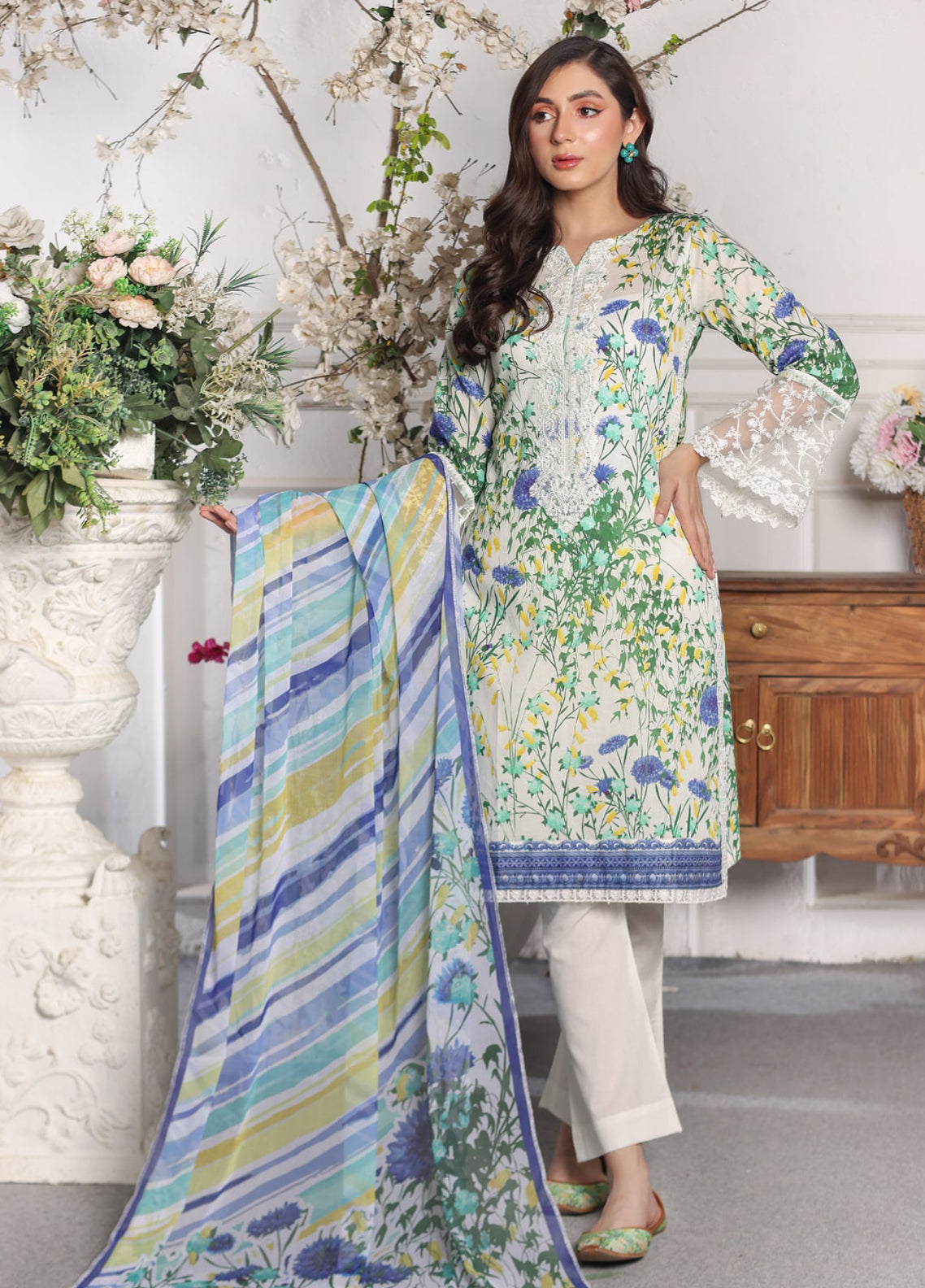 Embroidered Stitched 3 Piece Lawn Suit PD-24-105-Ready to Wear